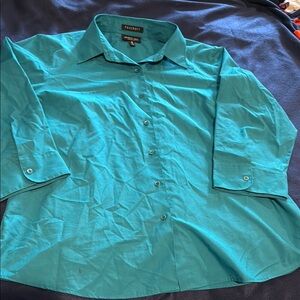 Foxcroft Turquoise Button Down Shirt